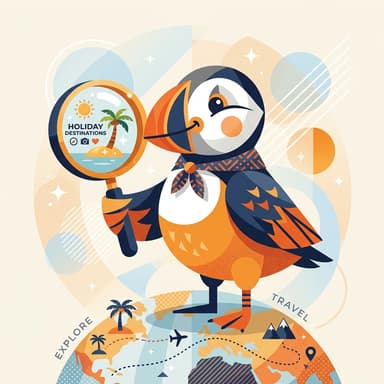 Puffin searching with a magnifying glass